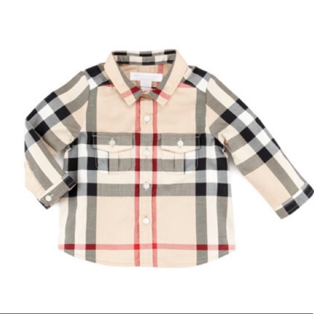 Plaid Kids Shirt - Beige, Black, Red - Picture 7 of 7